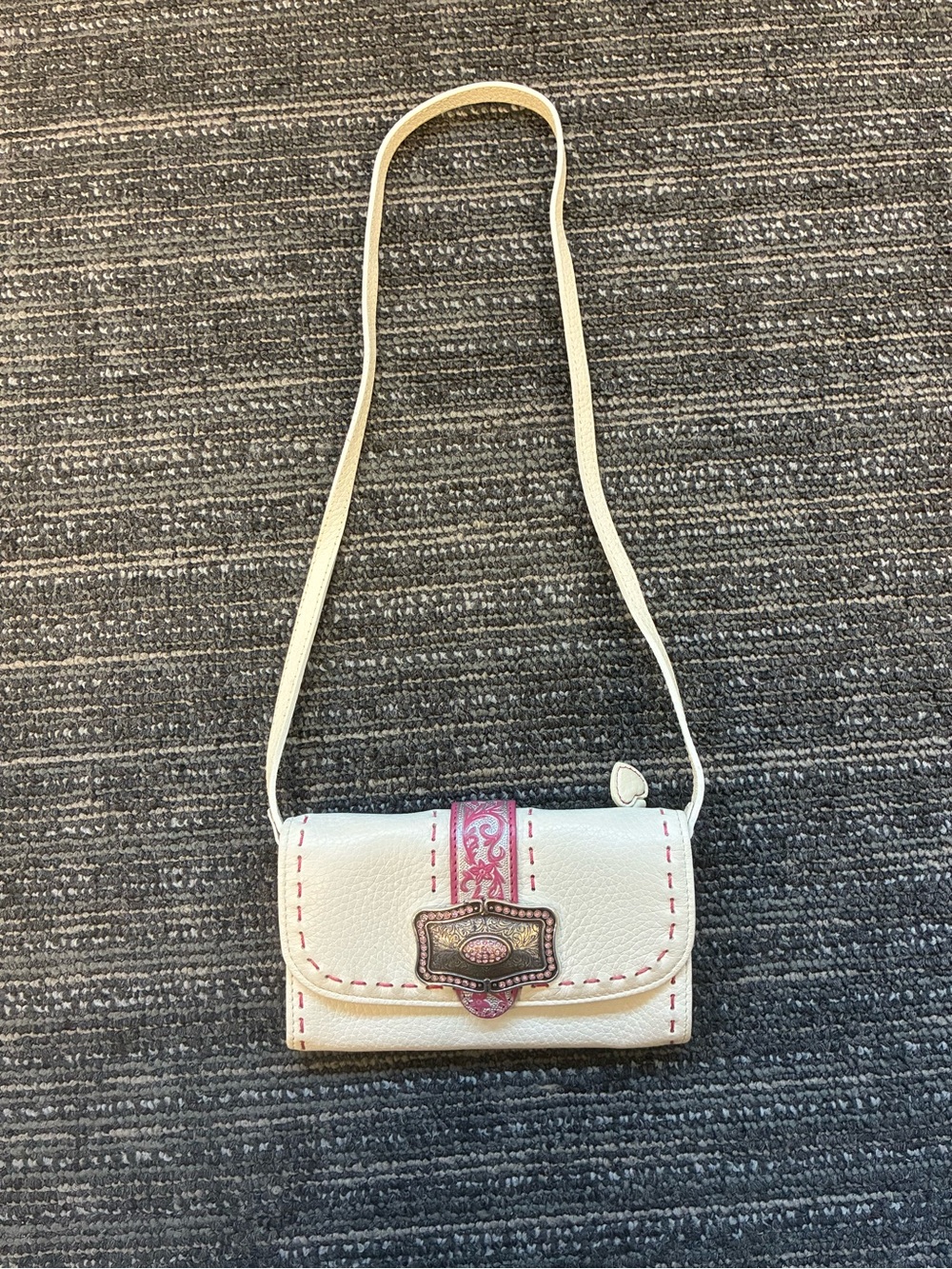 Brighton Brocade Wallet Organizer Crossbody with Pink Trim
